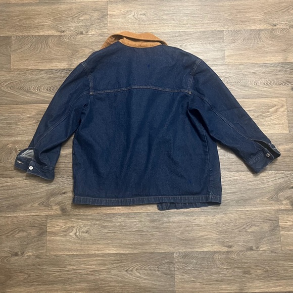 Abercrombie & Fitch Oversized Denim Utility Jacket Sz Large Blue Corduroy Collar - Picture 8 of 8